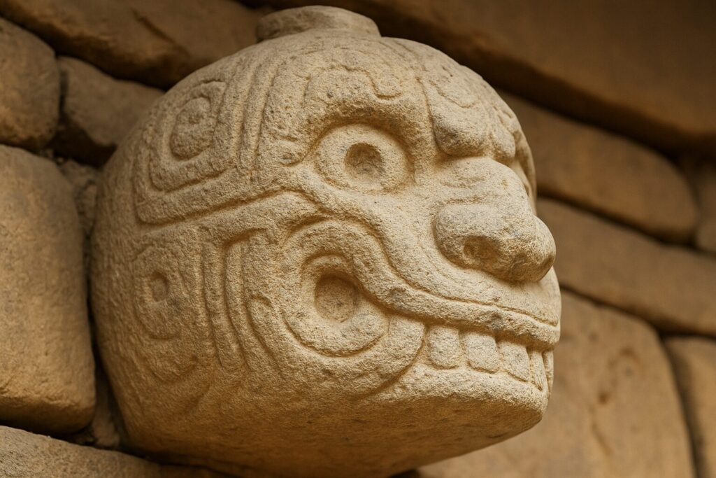 遺跡の石像。アンデスの文化の源流