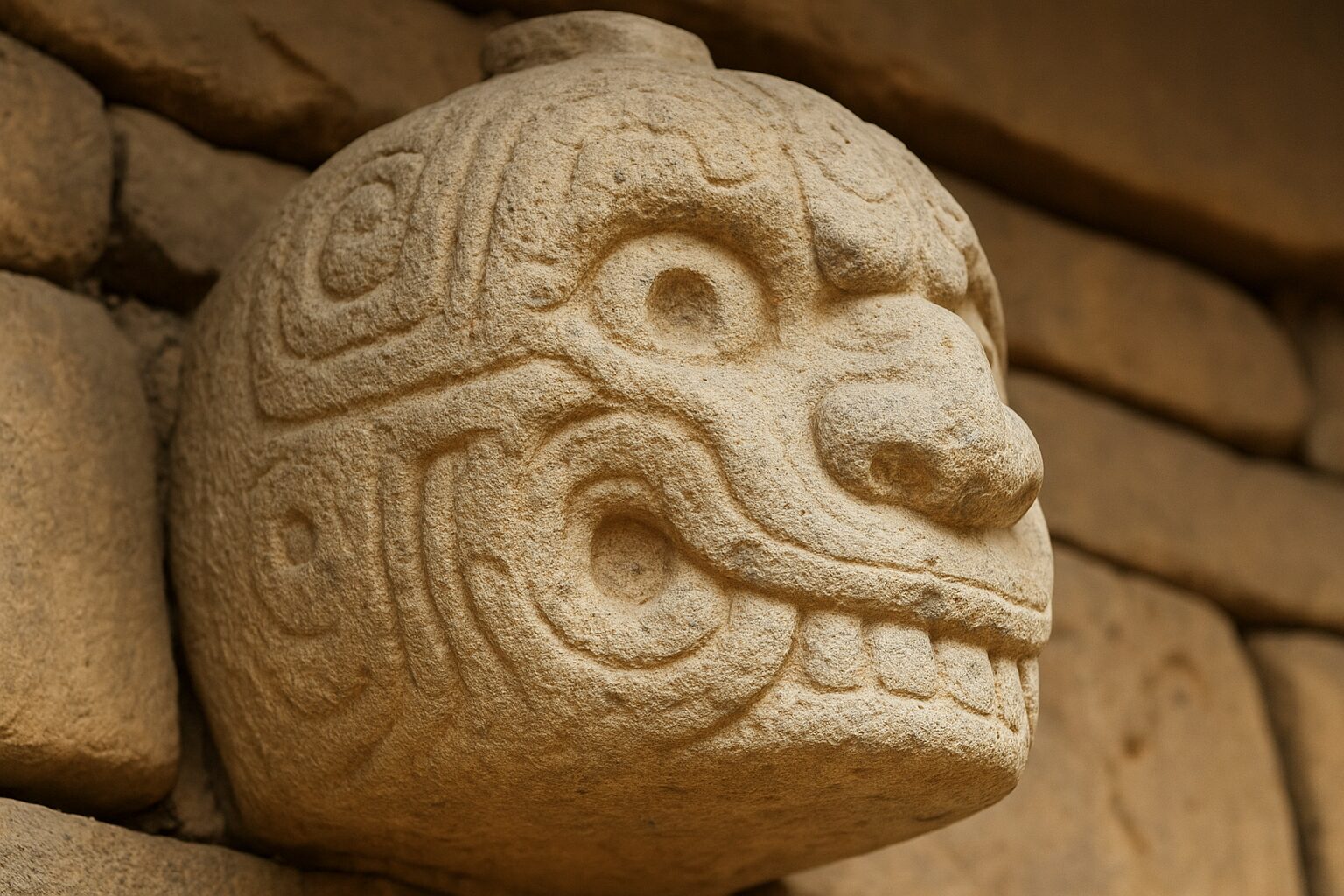 遺跡の石像。アンデスの文化の源流