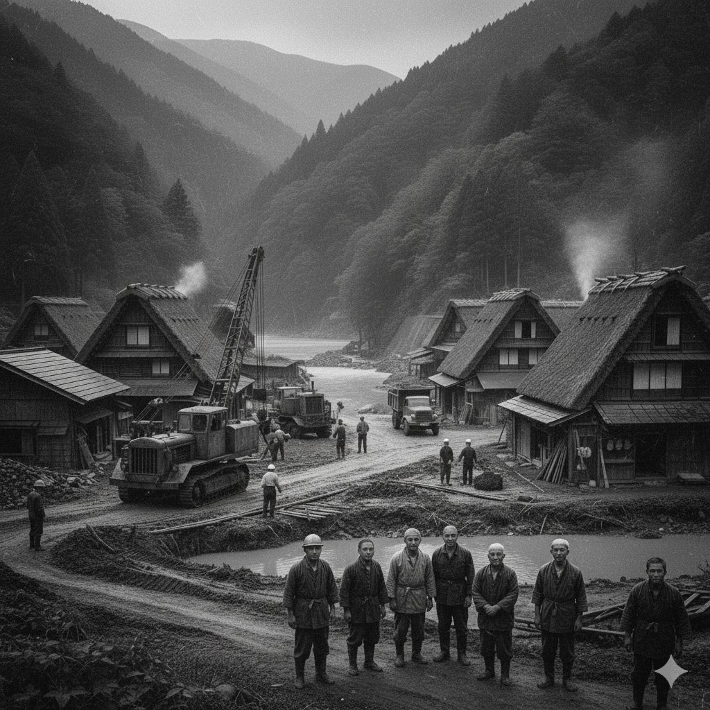 集落にダムが建設され始める画像イメージ