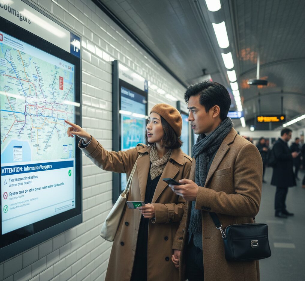 交通状況を確認している