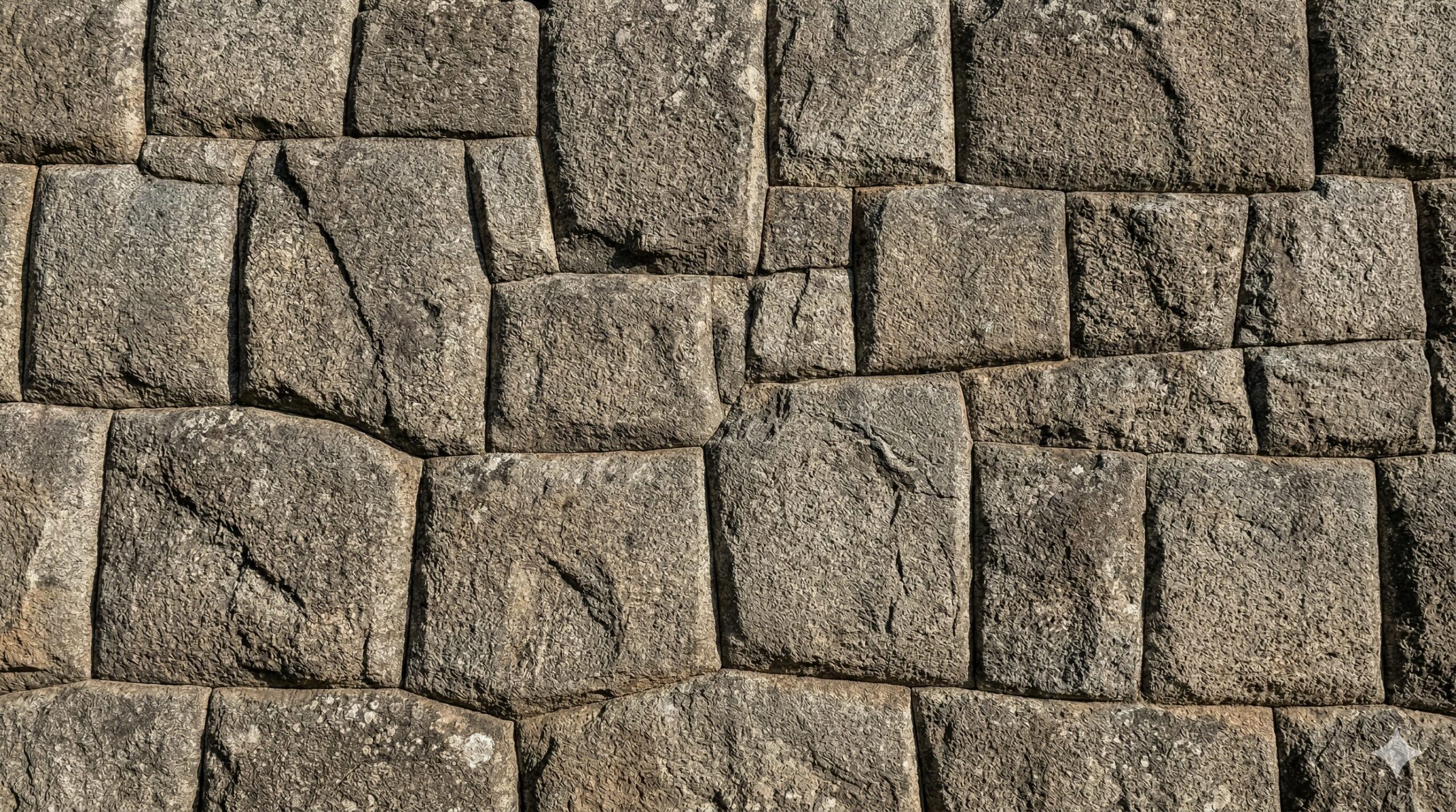 マチュピチュの精密な乾式石積みのクローズアップ。モルタルなしで隙間なく組まれたインカの石壁。500年以上の耐震性を誇る世界遺産の建築技術。