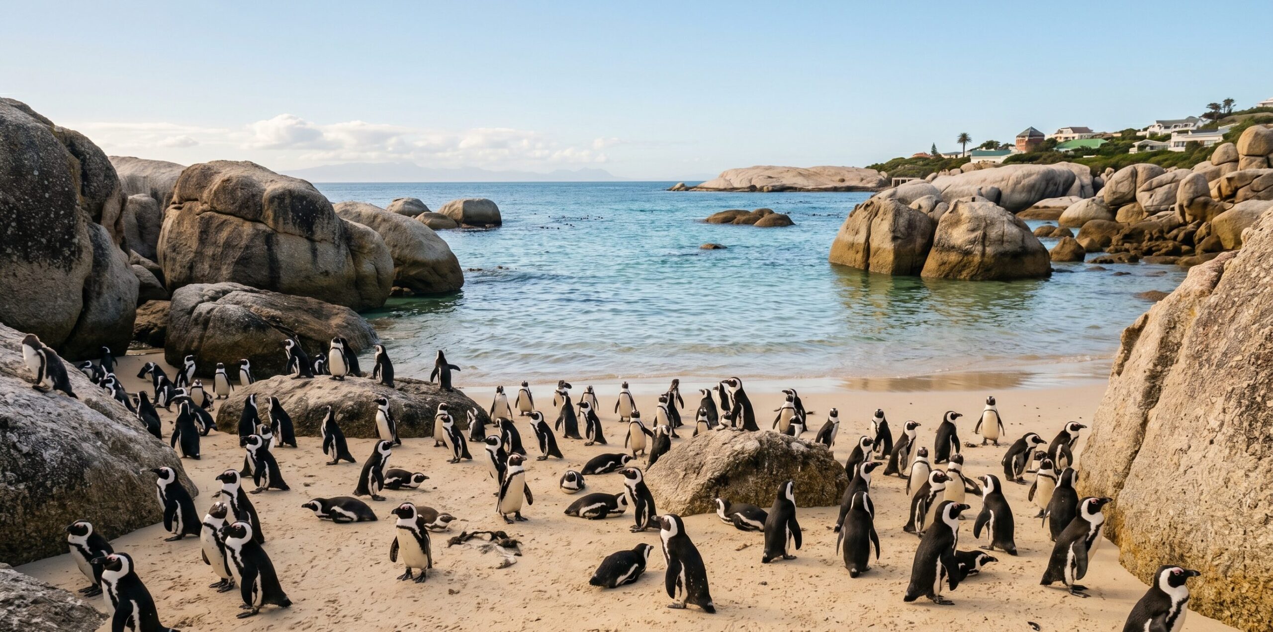 ボルダーズビーチに生息する絶滅危惧種ケープペンギンのコロニー——年間6万人が訪れる世界唯一の観察地